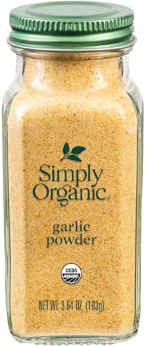 Simply Organic Garlic Powder, 3.64-Ounce Jar, Pure A-Grade Organic Garlic, Dried & Ground, Kosher, No ETO, Non GMO