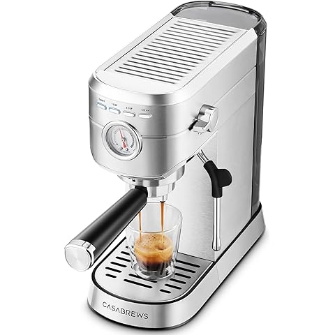 CASABREWS CM5418 Espresso Machine 20 Bar, Compact Espresso Maker with Steam Milk Frother, Stainless Steel Coffee Machine with 34oz Removable Water Tank for Cappuccino, Latte, Silver