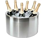 OGGI Jumbo Stainless Steel Double Wall Party Tub - Holds up to 12 bottles of wine or champagne. Size 16.5" by 9.75".