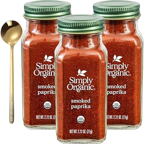 Simply Organic Smoked Paprika Powder, Ground Paprika Organic Spice, 2.72 Oz | Bundled with Westlake Art Golden SS Spoon - Rich, Smoky Flavor, Perfect for Seasoning & Marinades [Pack of 3]