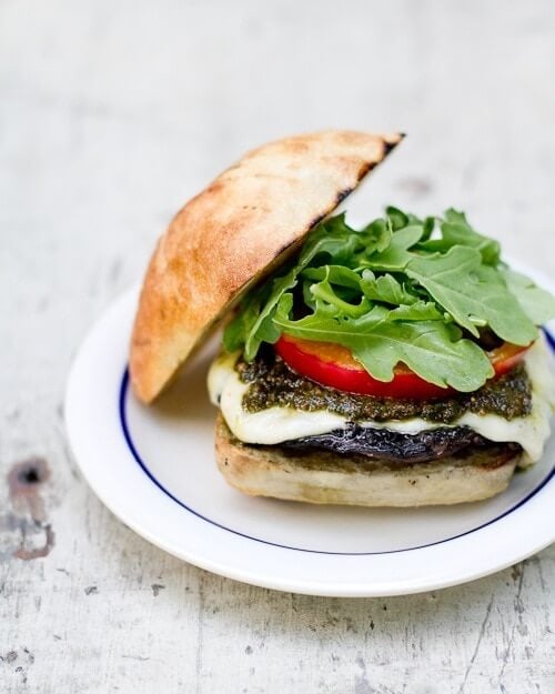 Pesto portobello mushroom burger