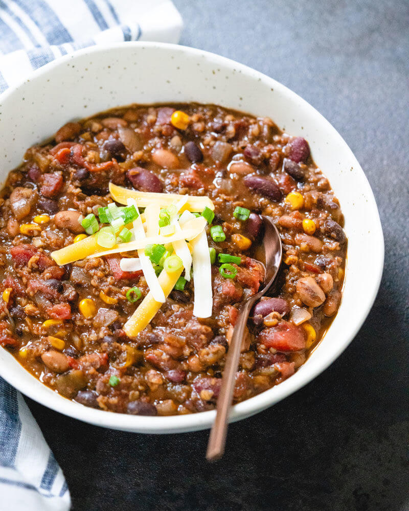Easy Vegetarian Chili Recipe - you won't miss the meat!