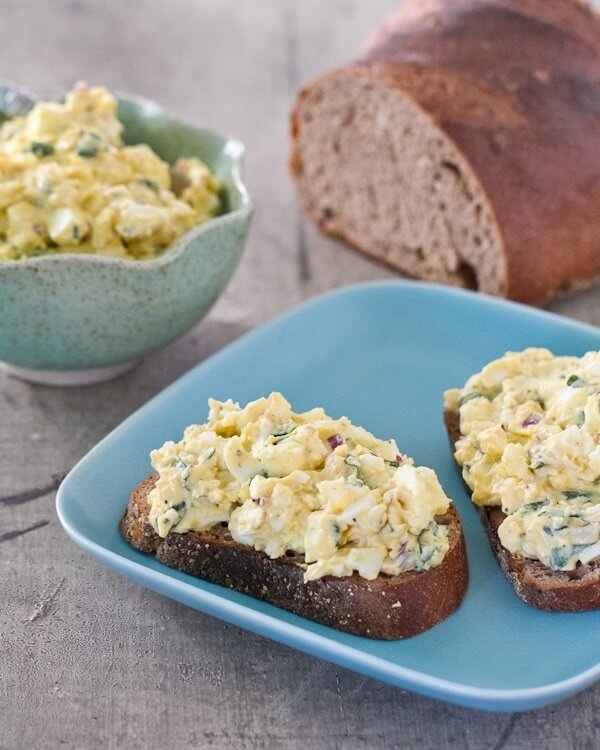 Healthy egg salad with basil