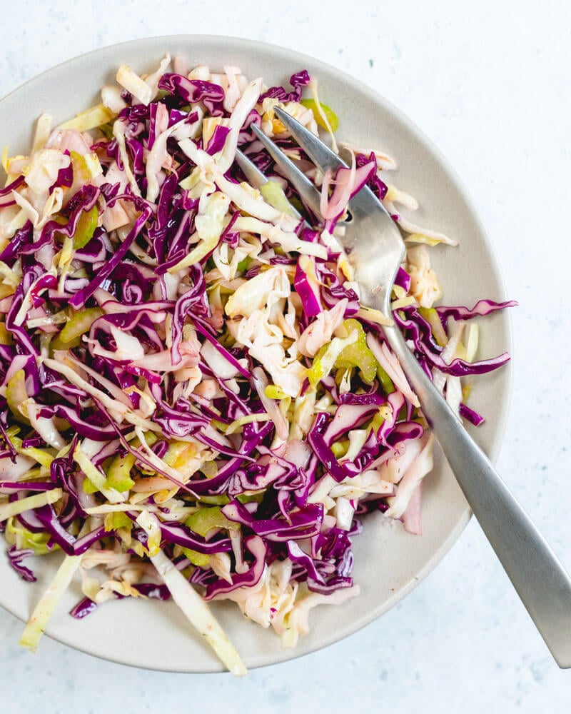 No Mayo coleslaw in bowl