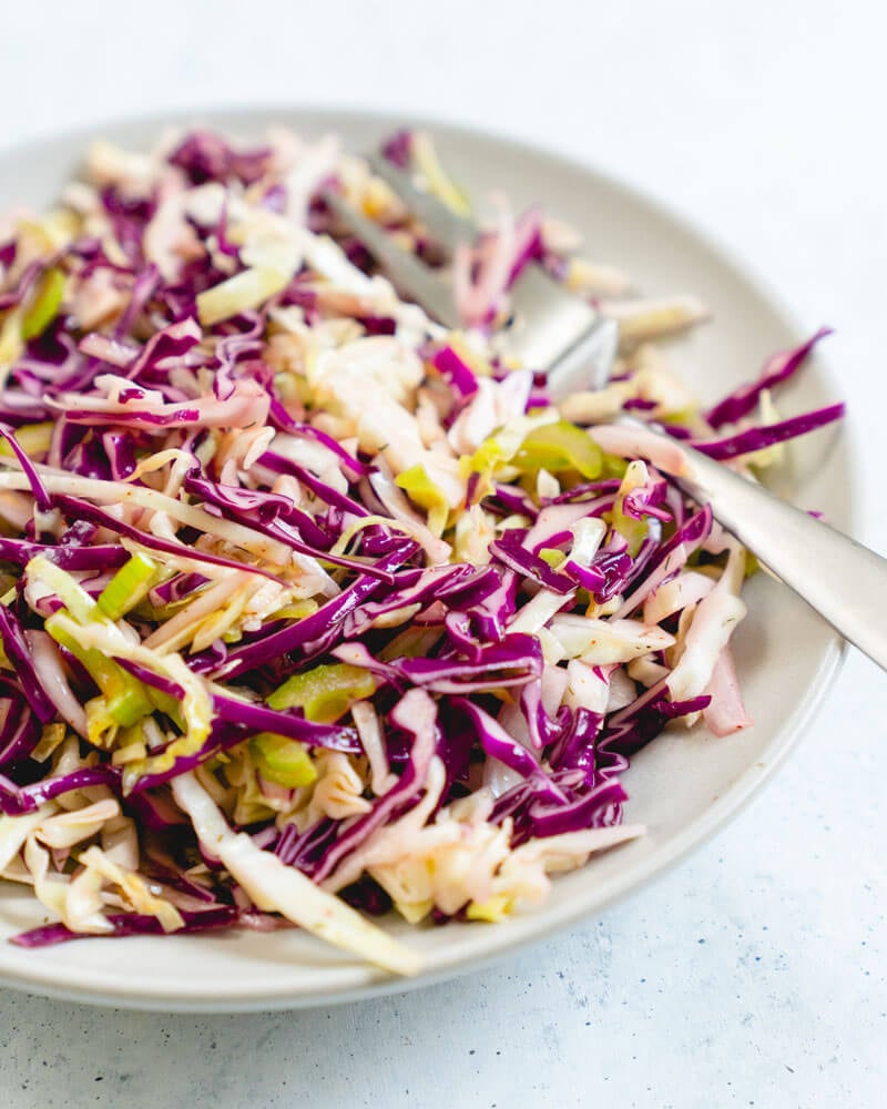Vinegar Coleslaw Recipe with fork