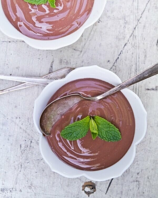 Mint chocolate tofu pudding