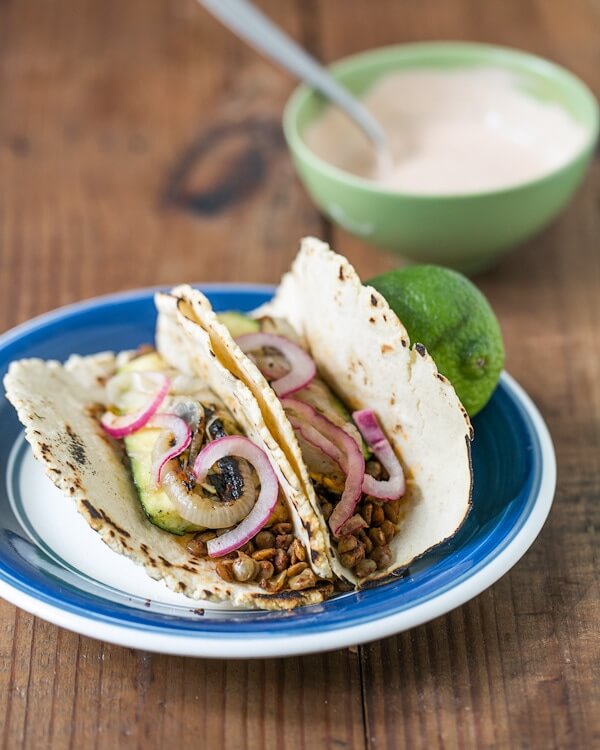 Healthy tacos with grilled vegetables