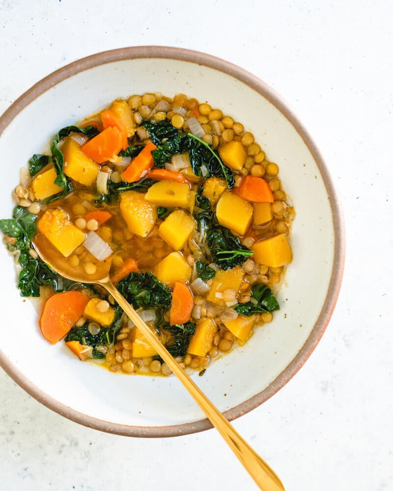 Butternut squash lentil soup