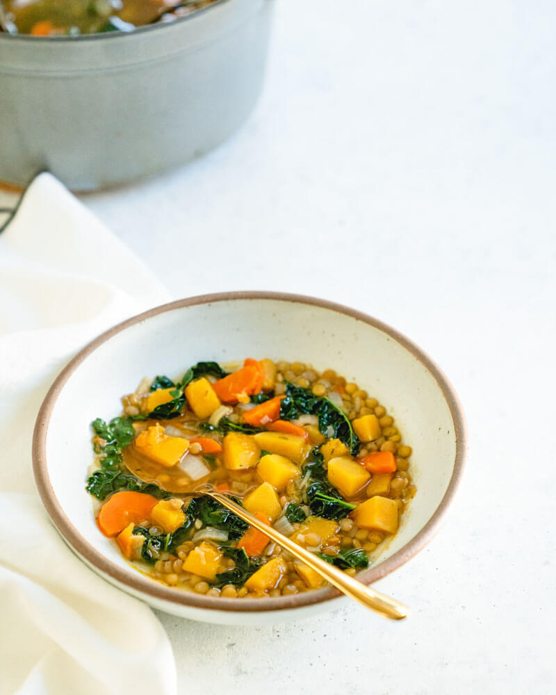 Butternut squash lentil soup