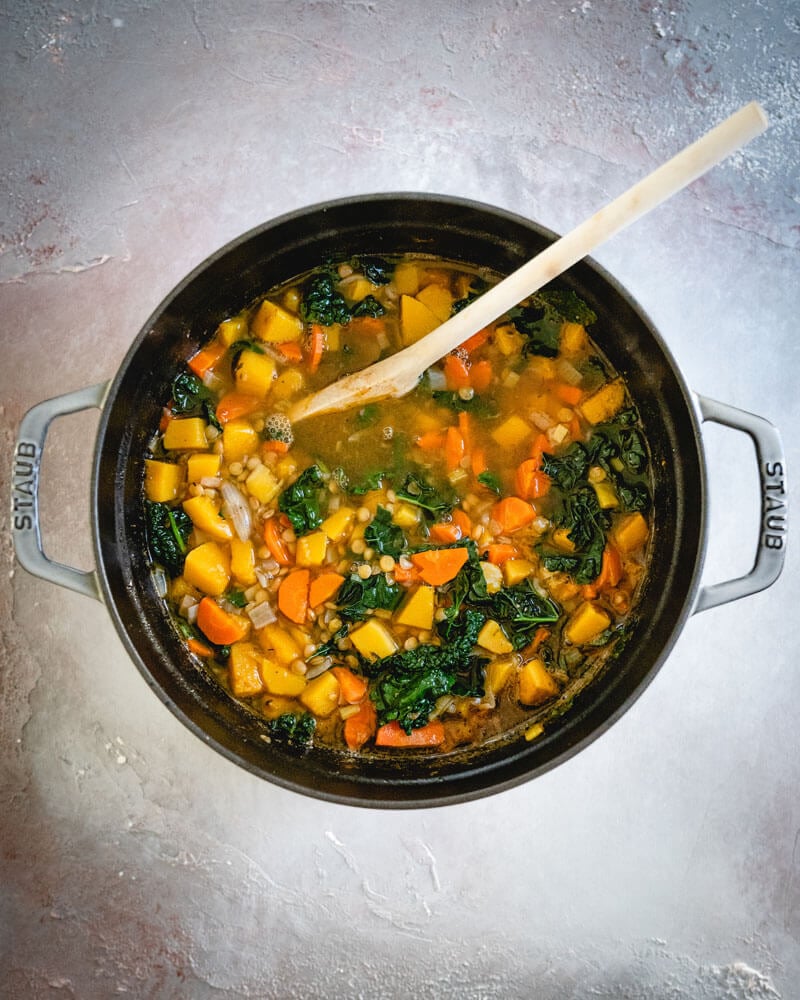 Butternut squash lentil soup