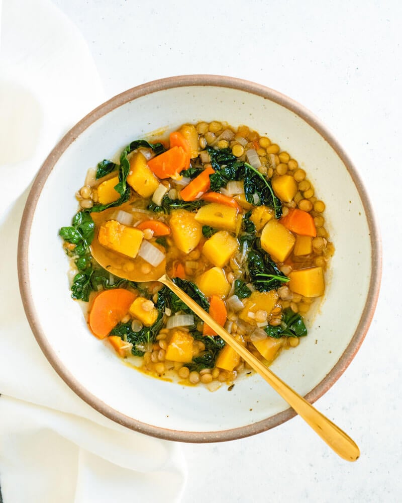 Butternut squash lentil soup