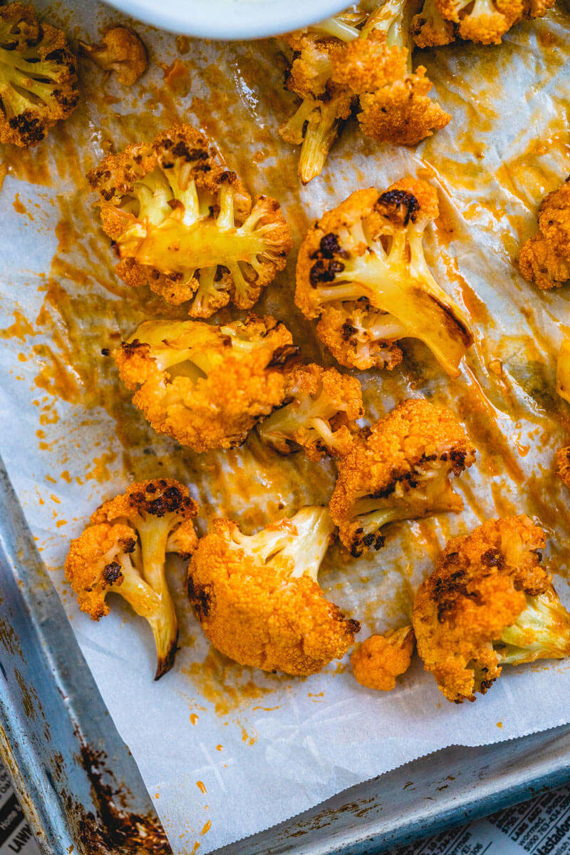 Buffalo Cauliflower with Blue Cheese Dip