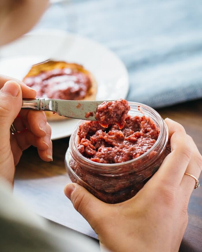 Rhubarb jam with chia seeds