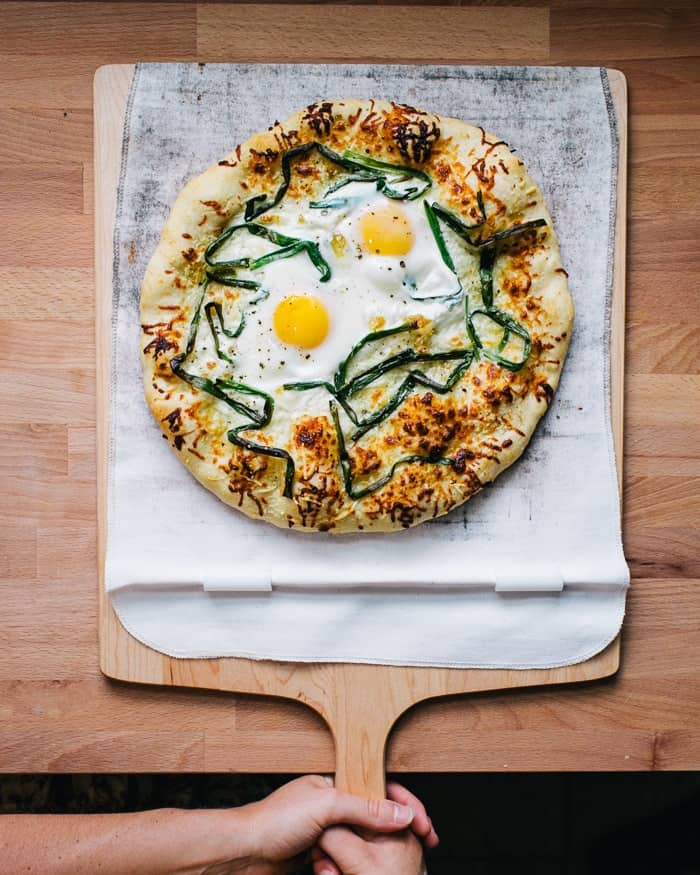 White Egg Pizza with Pecorino and Scallions | A Couple Cooks