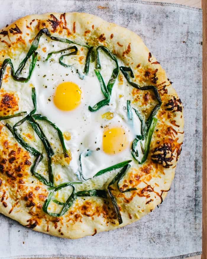 White Egg Pizza with Pecorino and Scallions | A Couple Cooks