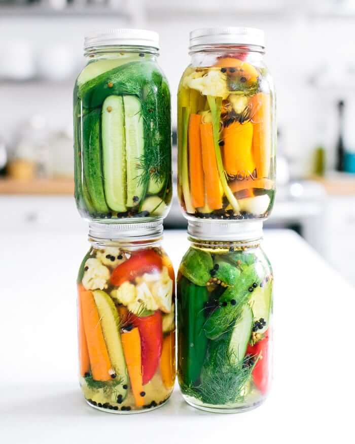 stacked jars of pickles