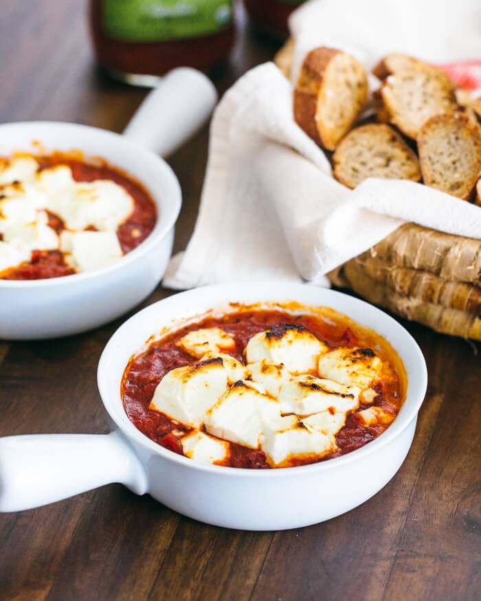 Baked Goat Cheese Appetizer with Fire Roasted Tomatoes
