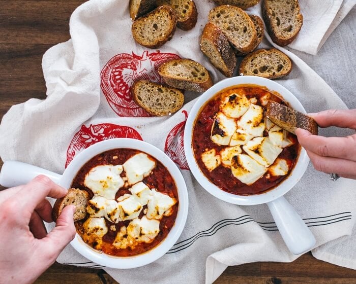 Baked Goat Cheese Appetizer with Fire Roasted Tomatoes