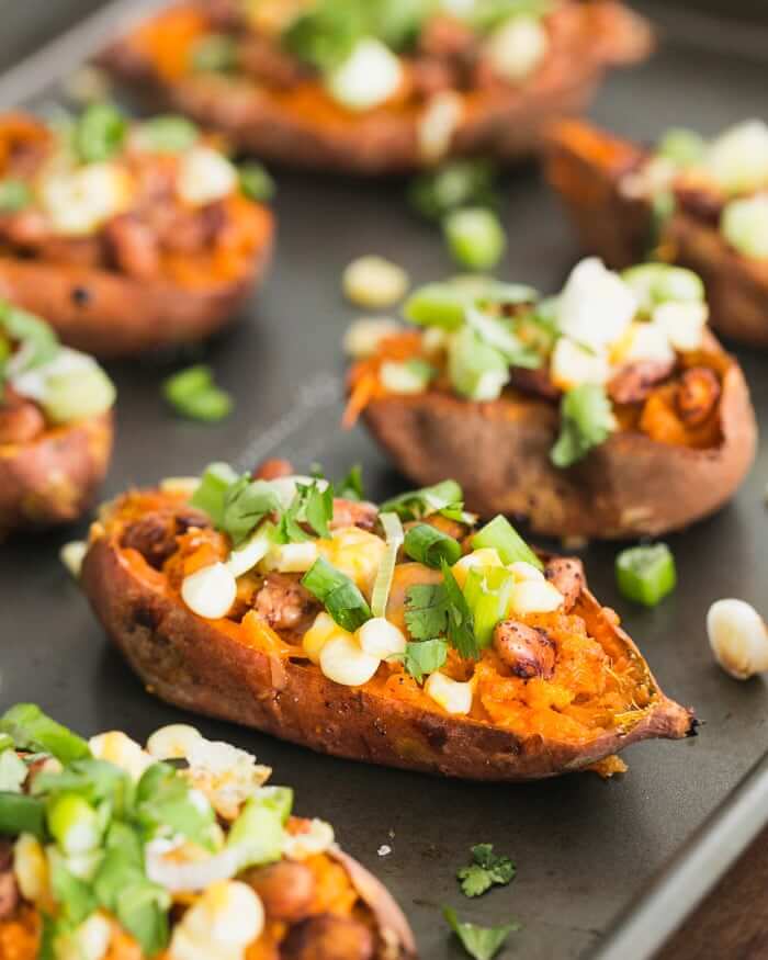 Loaded sweet potato skins
