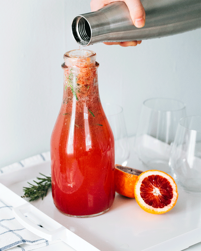 Sparkling Blood Orange Rosemary Water | Sparkling water recipes | Blood orange recipes