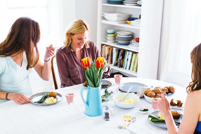 people eating brunch at a table