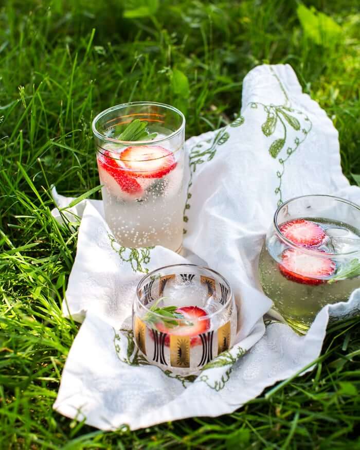 Lavender Lemon Spritzer with Strawberries