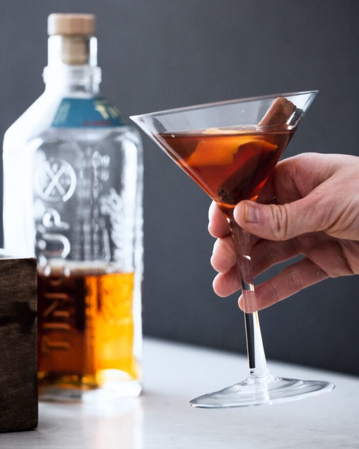 Apple cider bourbon cocktail
