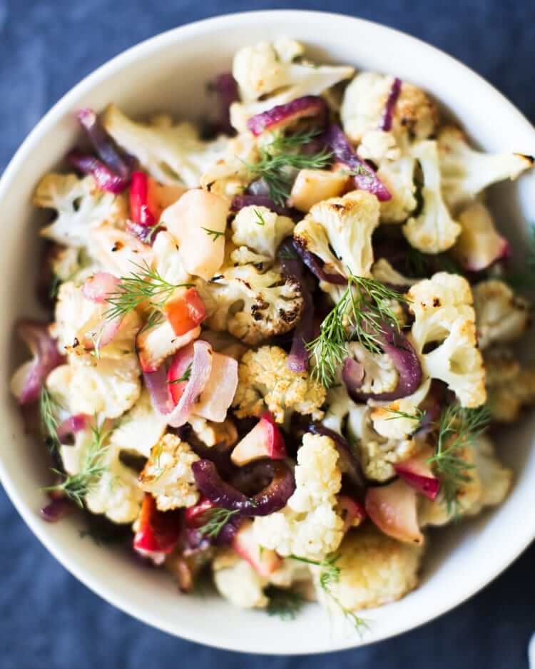 Roasted Apples & Cauliflower with Dill | Thanksgiving cauliflower recipe