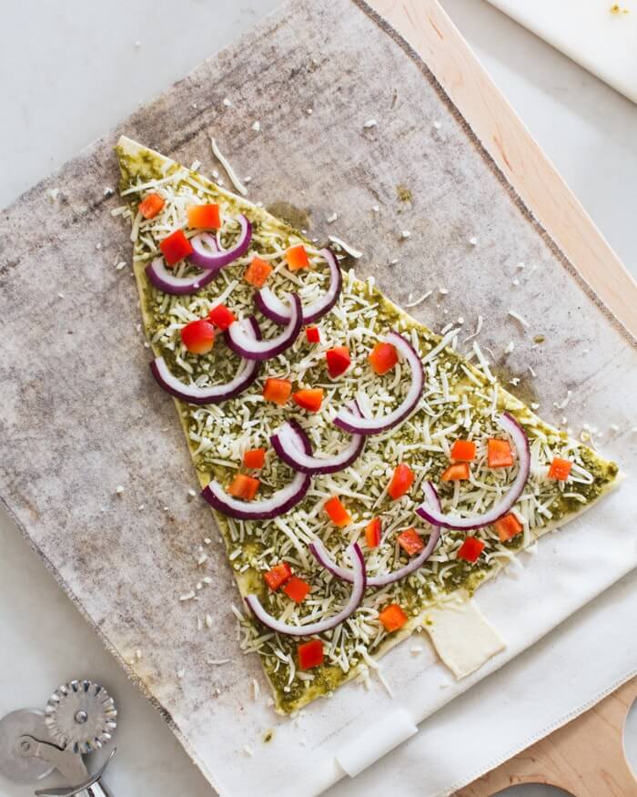 Pesto Christmas Tree Pizzas | A Couple Cooks