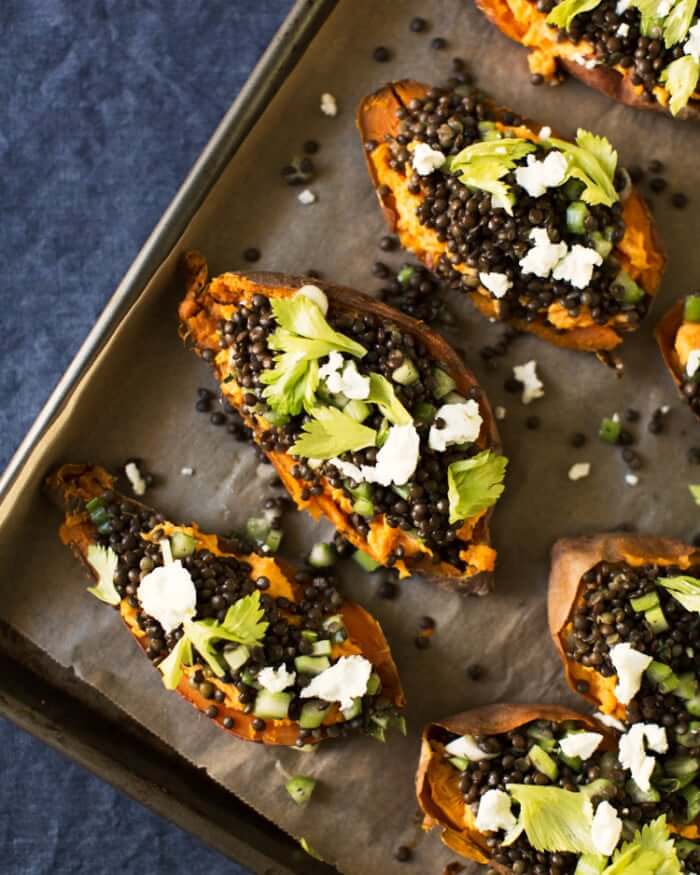 Sweet potatoes with black lentils