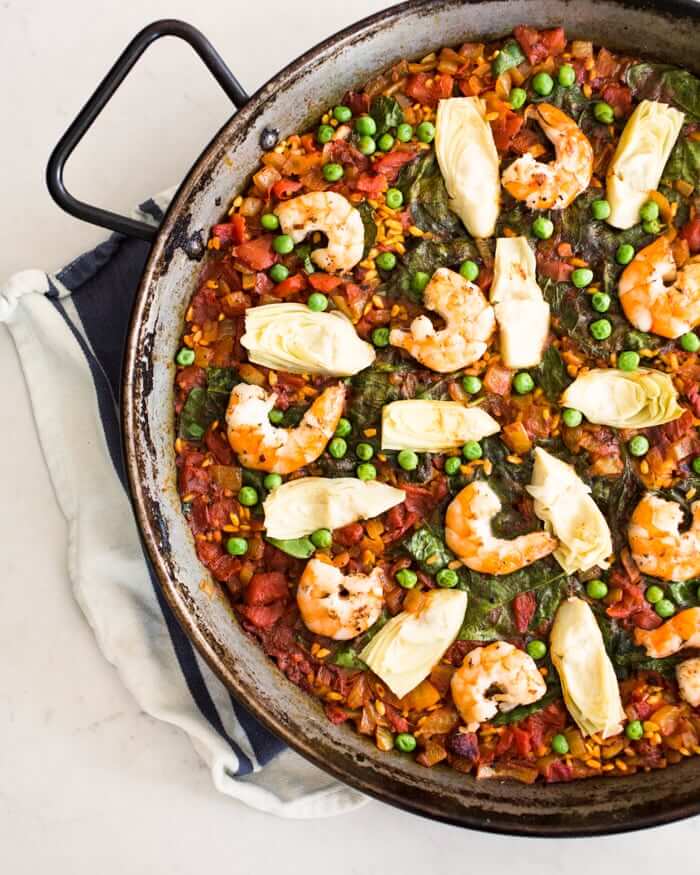 Easy Paella with Shrimp and Artichokes