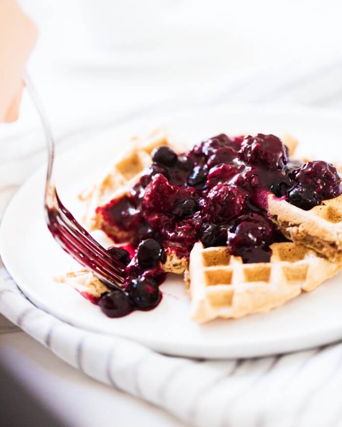 Dairy free waffles with berry compote