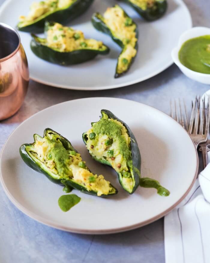 Samosa Stuffed Poblano Peppers | A Couple Cooks