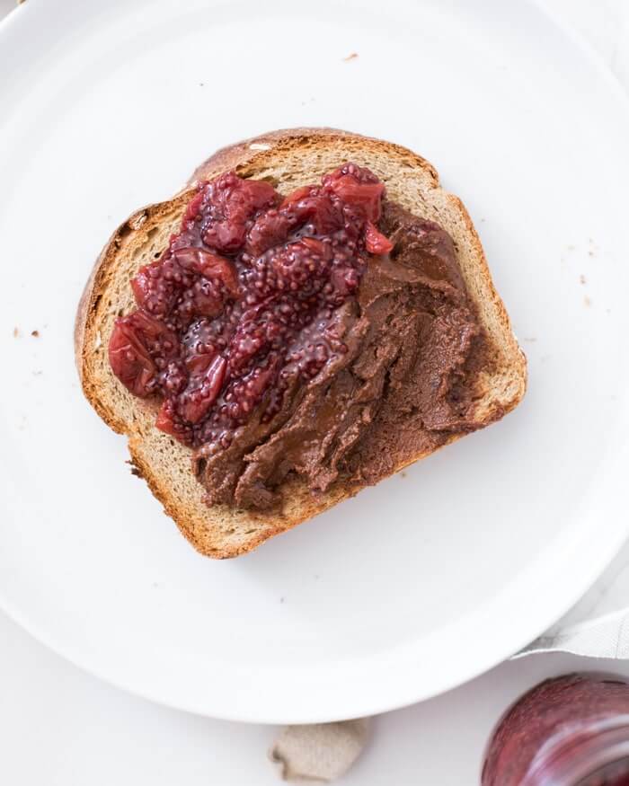 Toast with jam and nutella