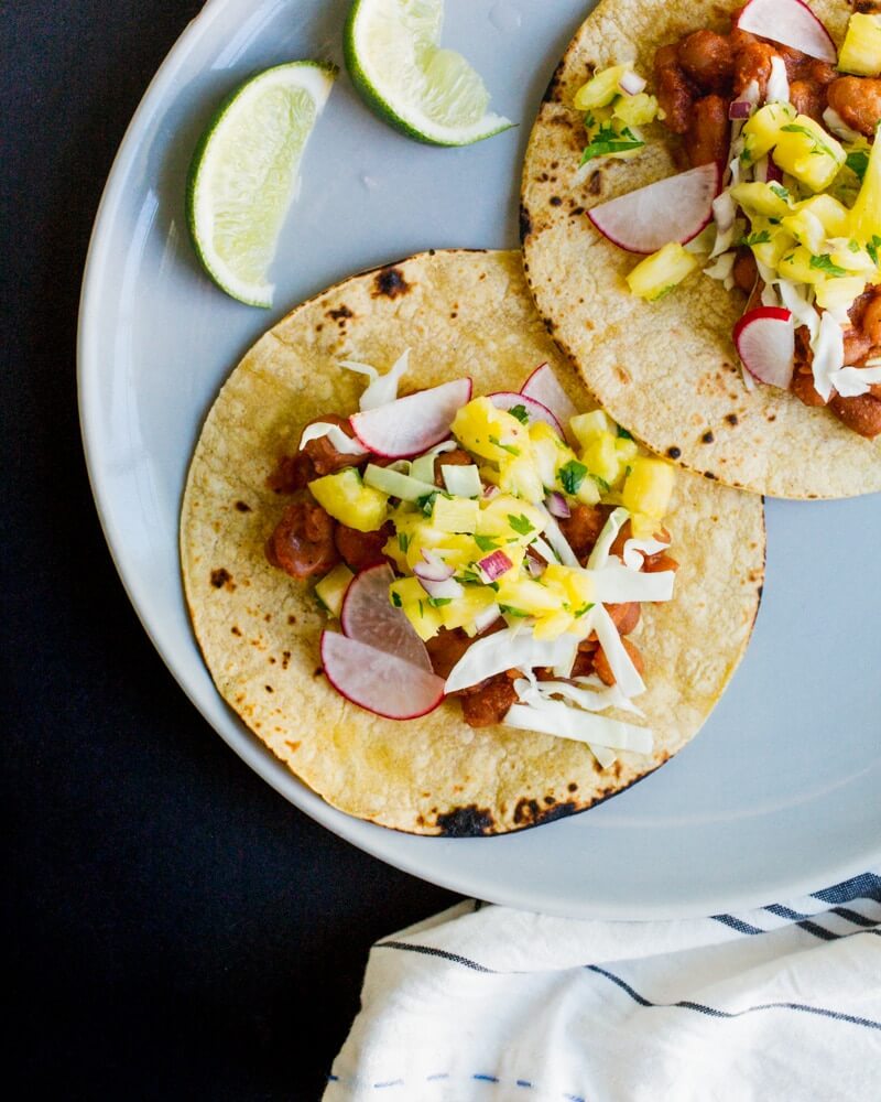 BBQ Bean Tacos with Pineapple Salsa | A Couple Cooks