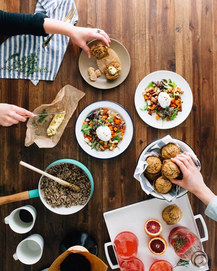 Vegetarian brunch table
