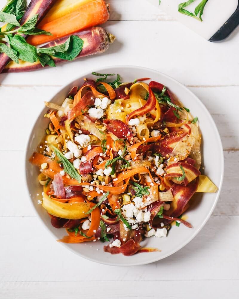 Carrot Salad with Feta and Pistachios | A Couple Cooks via Kale and Caramel