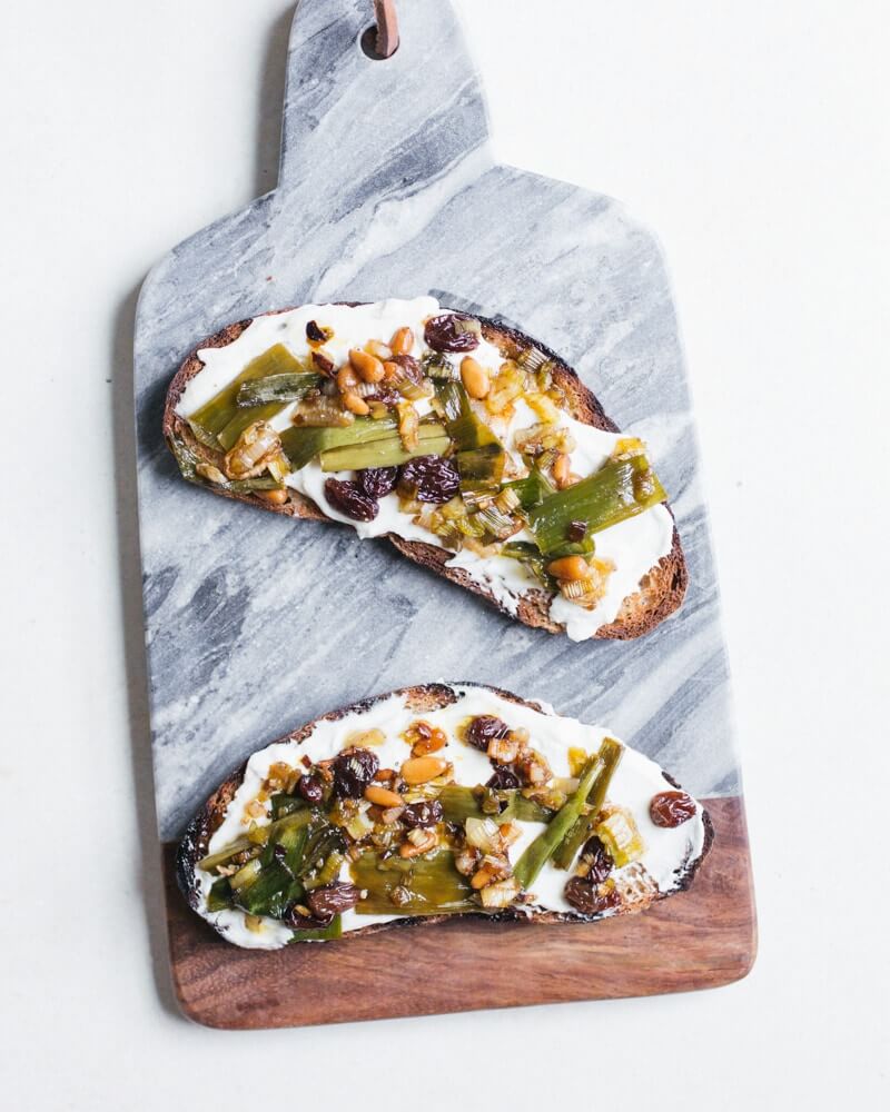 Agrodolce Scallions & Whipped Ricotta Toast | A Couple Cooks