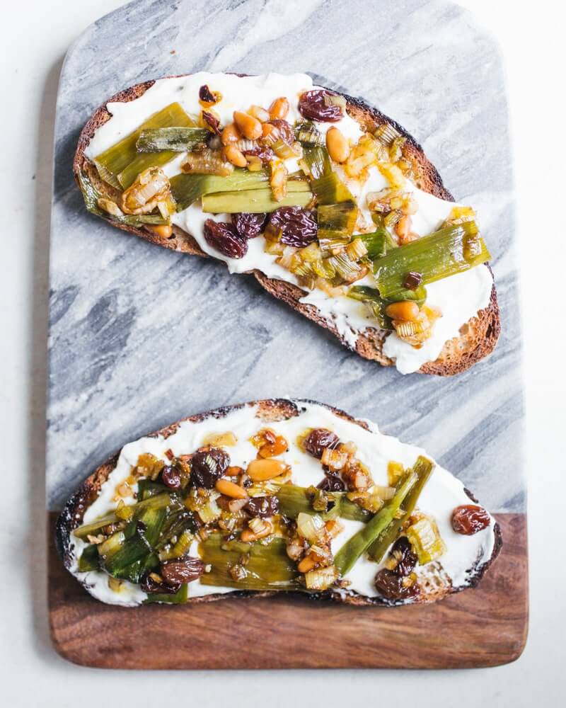 Agrodolce Scallions & Whipped Ricotta Toast | A Couple Cooks