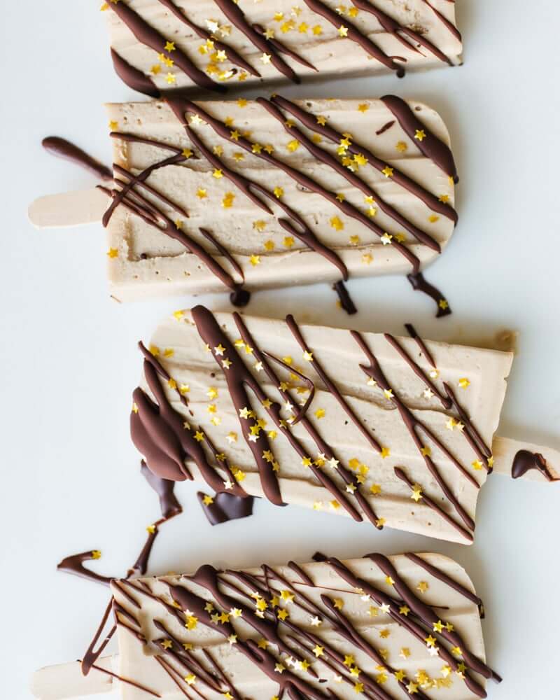 Chocolate Drizzled Peanut Butter Popsicles | A Couple Cooks