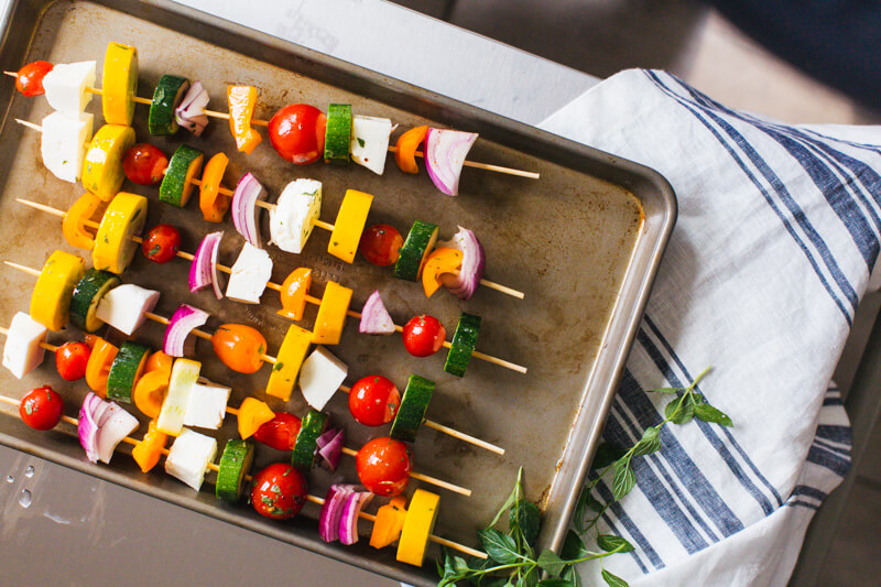 Greek Grilled Veggie Skewers & Summer Grilling | A Couple Cooks