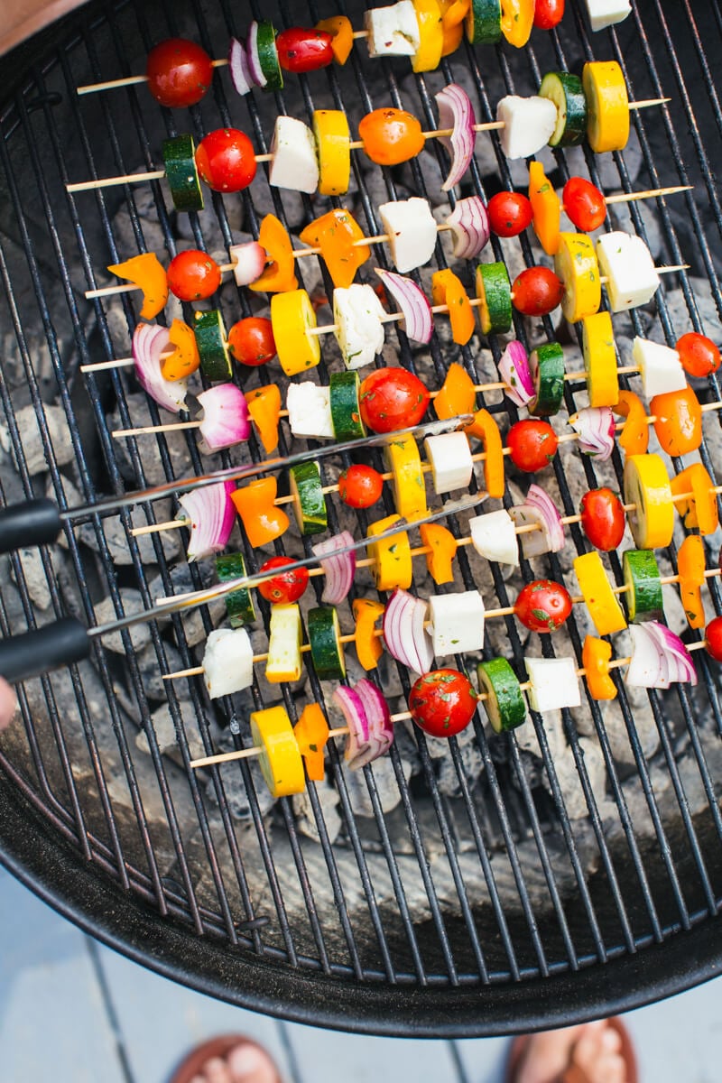 Greek Grilled Veggie Skewers & Summer Grilling | A Couple Cooks