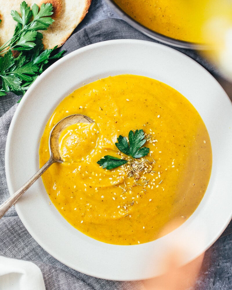 Vegan Butternut Squash Soup with Za'atar Seasoning