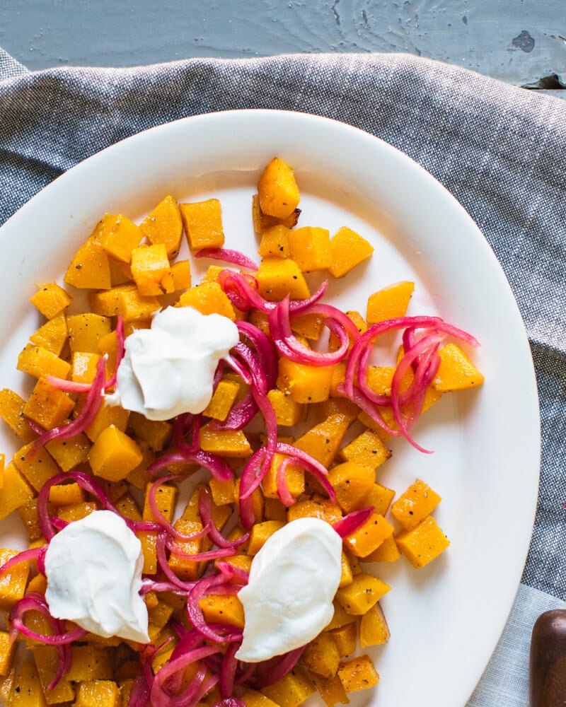 Roasted Butternut Squash with Pickled Onions | Baked butternut squash