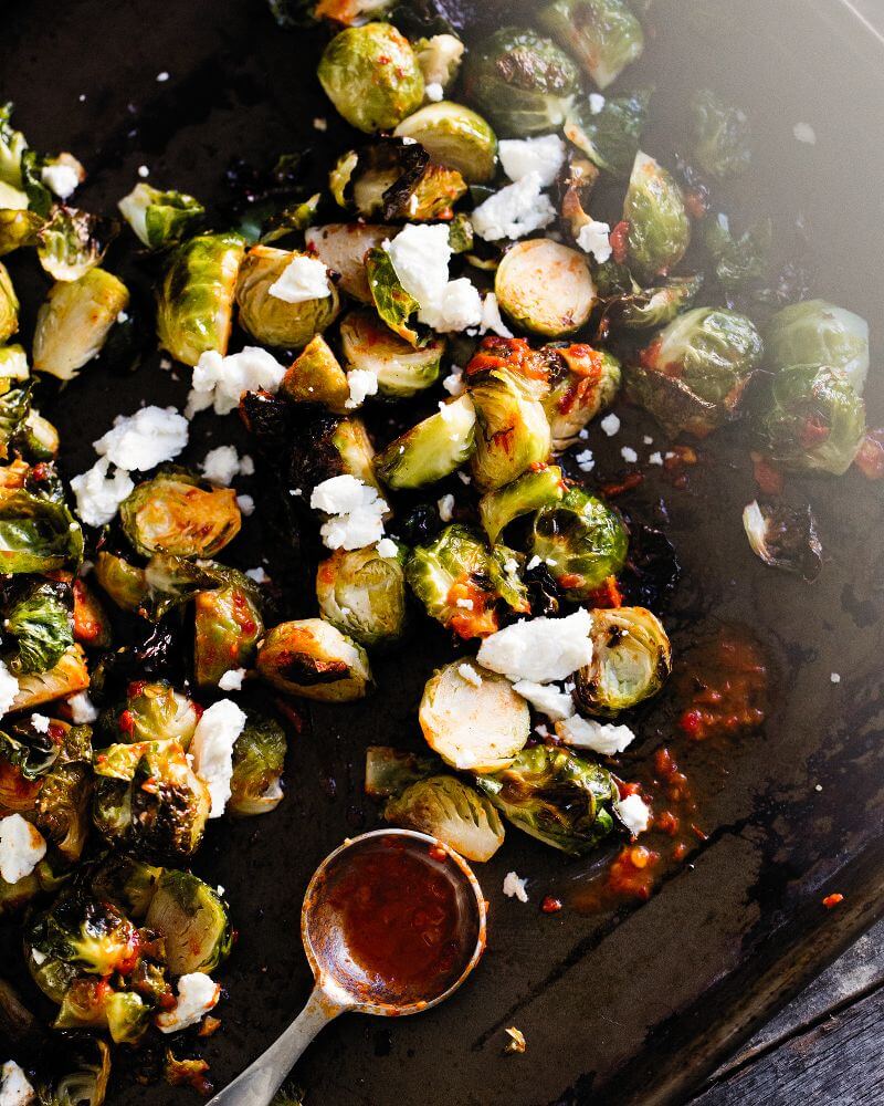 Crispy Brussels Sprouts with Goat Cheese