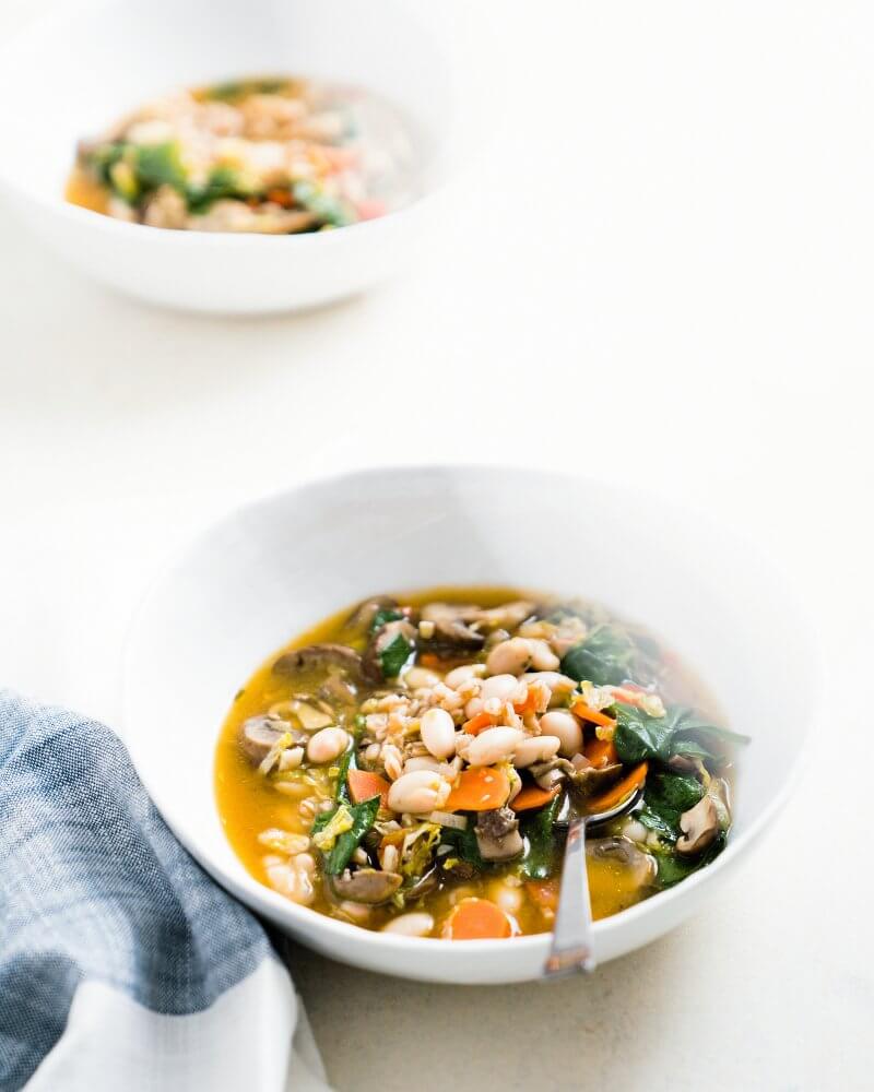 Cozy Farro & Brussels Sprouts Soup | A Couple Cooks
