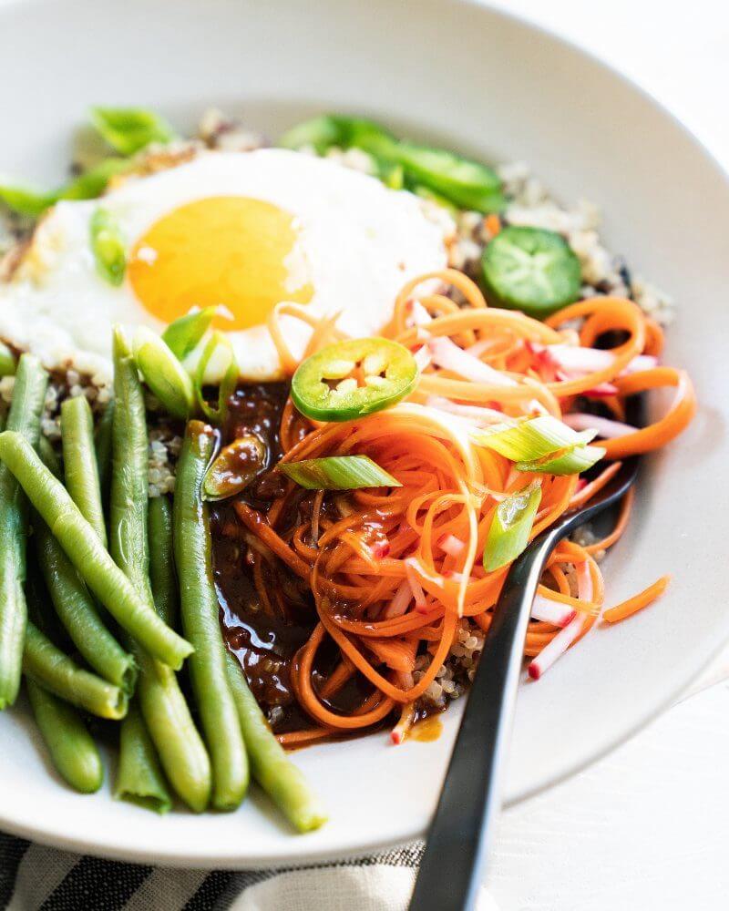 Vegetarian Bibimbap Bowl | A Couple Cooks via The Minimalist Kitchen