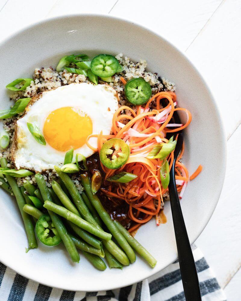 Vegetarian Bibimbap Bowl | A Couple Cooks via The Minimalist Kitchen