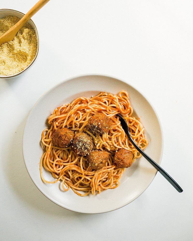 Vegan spaghetti and meatballs