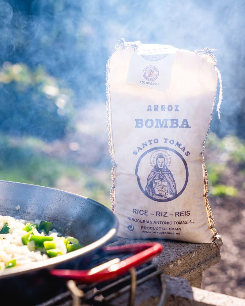 Open fire seafood paella recipe | bomba rice